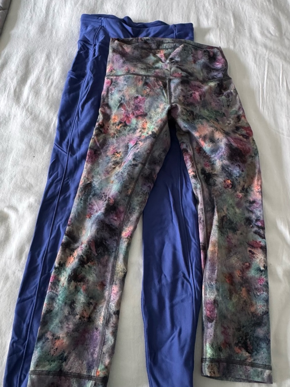 lululemon athletica Multicolor Watercolor Print & Blue Leggings Duo